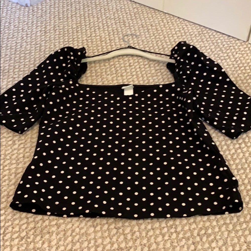 Size Medium H&M Puff Sleeve Polka Dot Blouse